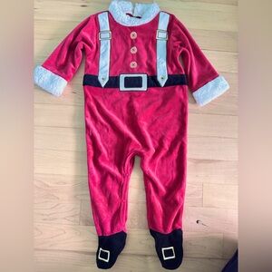 2 Festive Red Santa Kids One Piece outfit .
